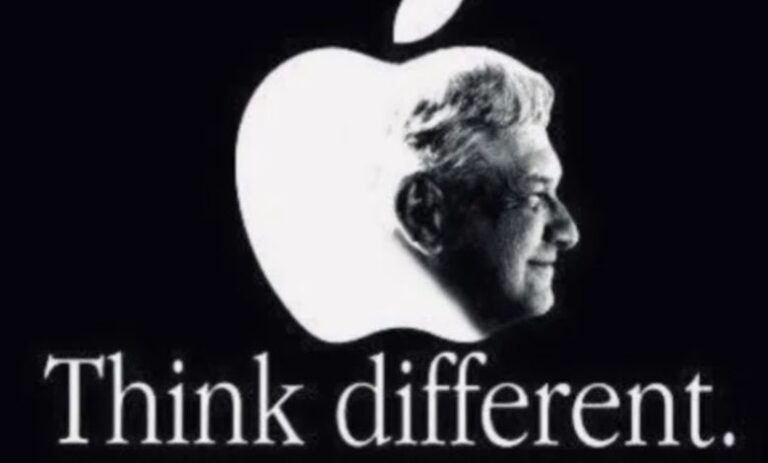 Morena plagia logo de Apple para promocionar a AMLO
