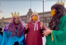 Aparecen ‘Tres Reinas Magas’ en Palacio Nacional; piden vacunas, seguridad y educación para niños de México