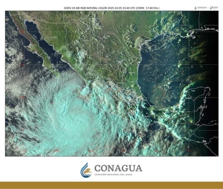 Se prevén lluvias de muy fuertes a torrenciales en 5 entidades, debido al huracán Priscilla