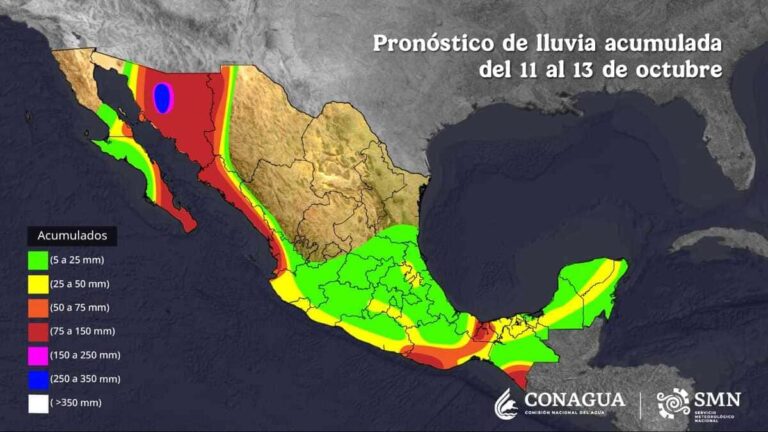 Se pronostican lluvias de intensas a torrenciales para Sonora durante este fin de semana, debido a Raymond y el frente frío número 6