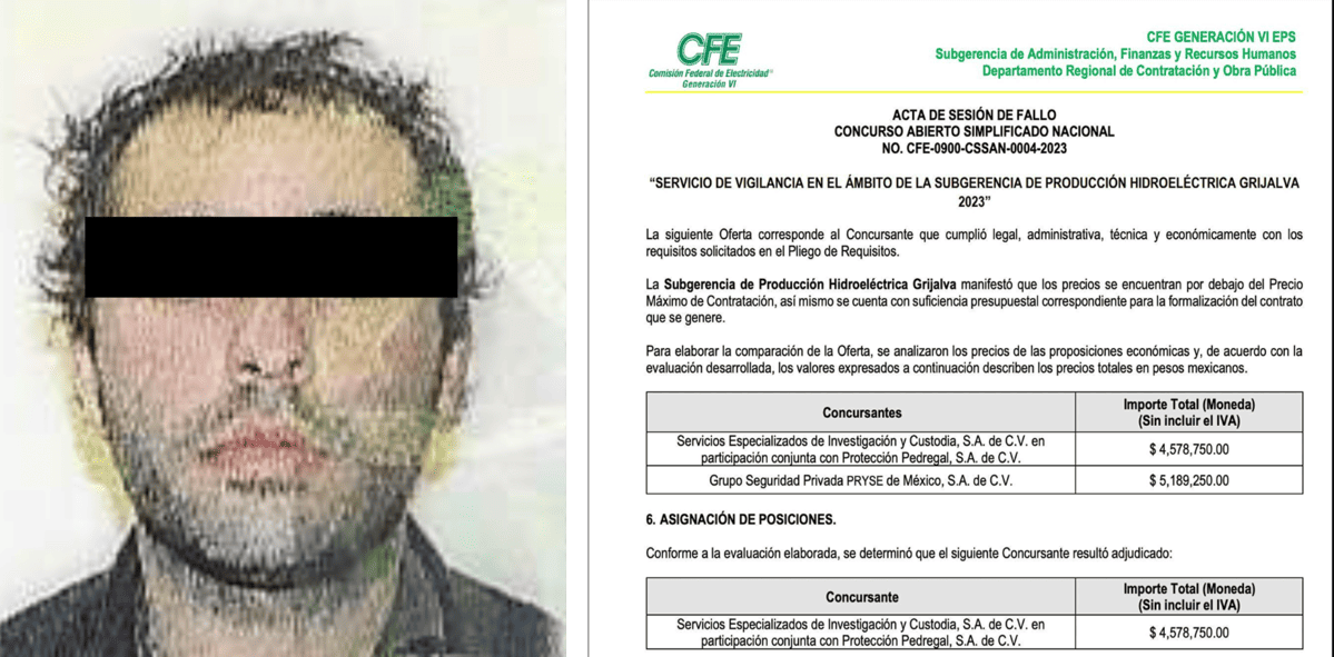 Asignación de la CFE a Servicios Especializados de Investigación y Custodia (SEICSA), empresa en la que Jorge Enrique Alberts Ponce es apoderado legal, como consta en un contrato con Banobras.