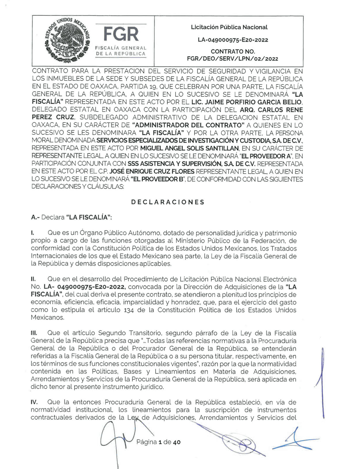 Este es uno de los 30 contratos que la FGR otorgó una empresa que ahora investiga de traficar armas.