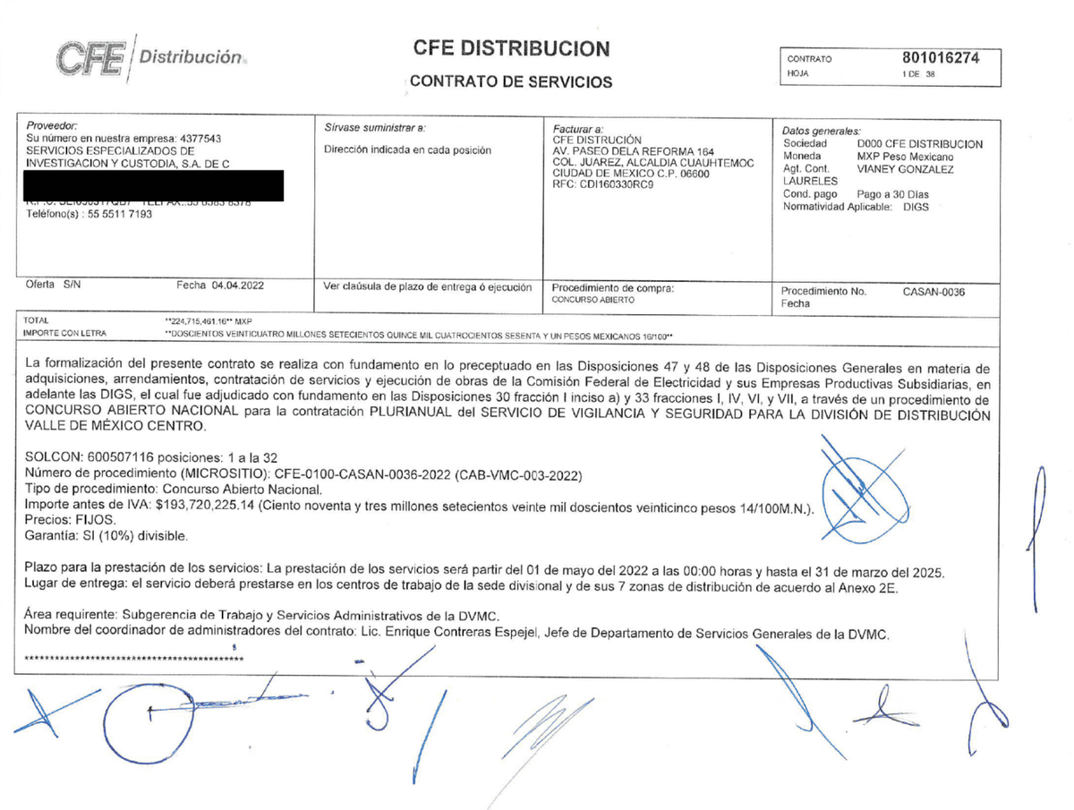 Este es uno de los mayores contratos que la CFE otorgó, durante la gestión de Bartlett, a SEICSA.