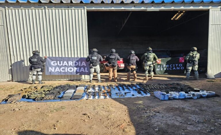 Guardia Nacional y Ejército Mexicano aseguraron arsenal en Namiquipa